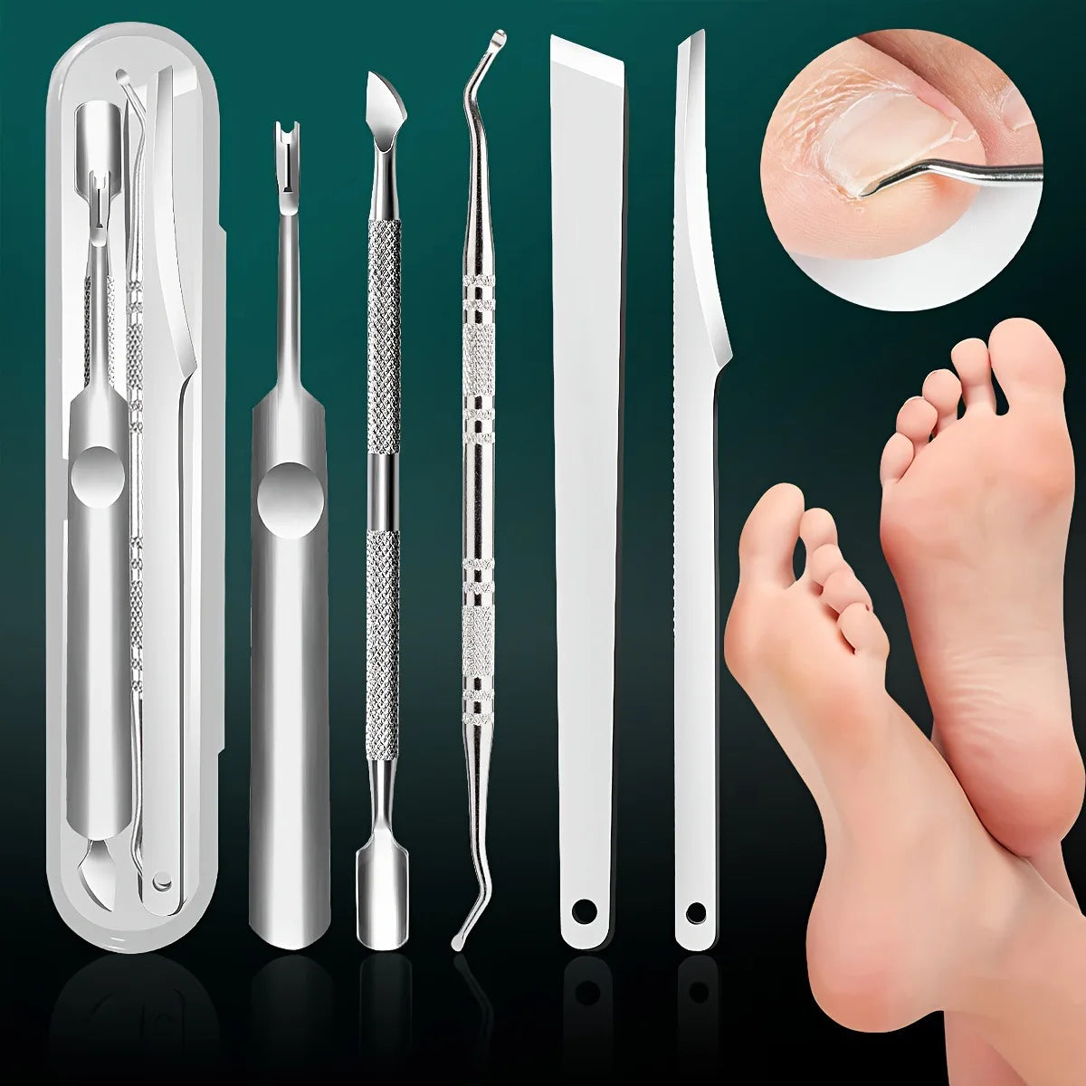 7-Piece Professional Stainless Steel Pedicure Tool Set with Travel Case