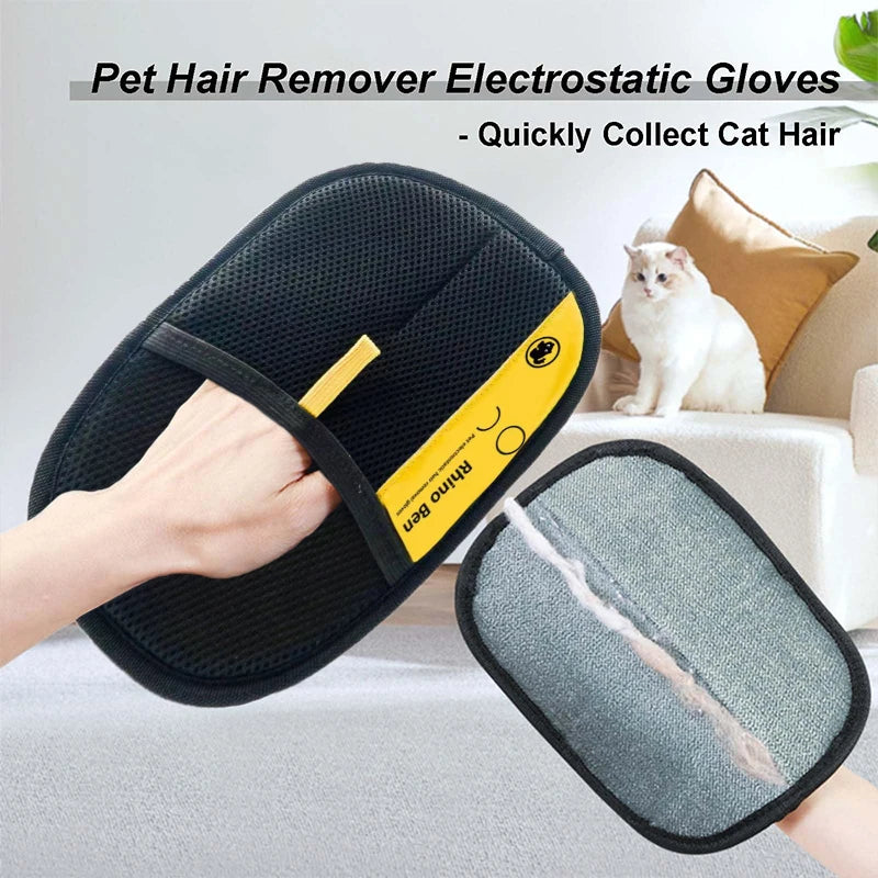 Electrostatic Pet Hair Remover Glove for Cats & Dogs
