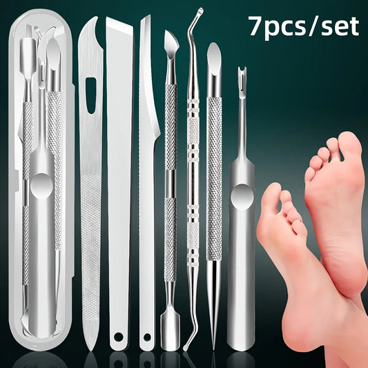 7-Piece Professional Stainless Steel Pedicure Tool Set with Travel Case