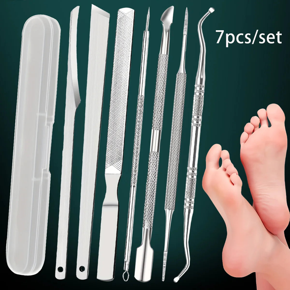 7-Piece Professional Stainless Steel Pedicure Tool Set with Travel Case